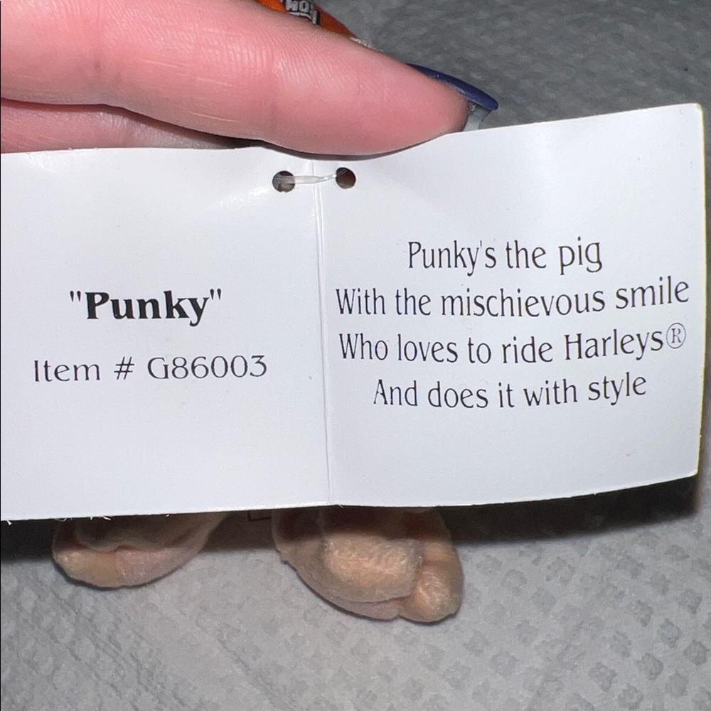 1997 Harley-Davidson Plush Pig with Orange Bandana - Picture 3 of 6